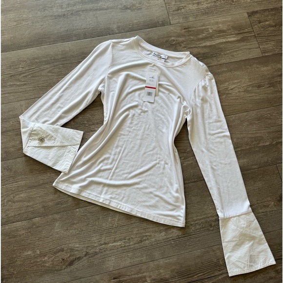 SAM EDELMAN Layla white long sleeve poplin cuff top 🤍 - Picture 5 of 12